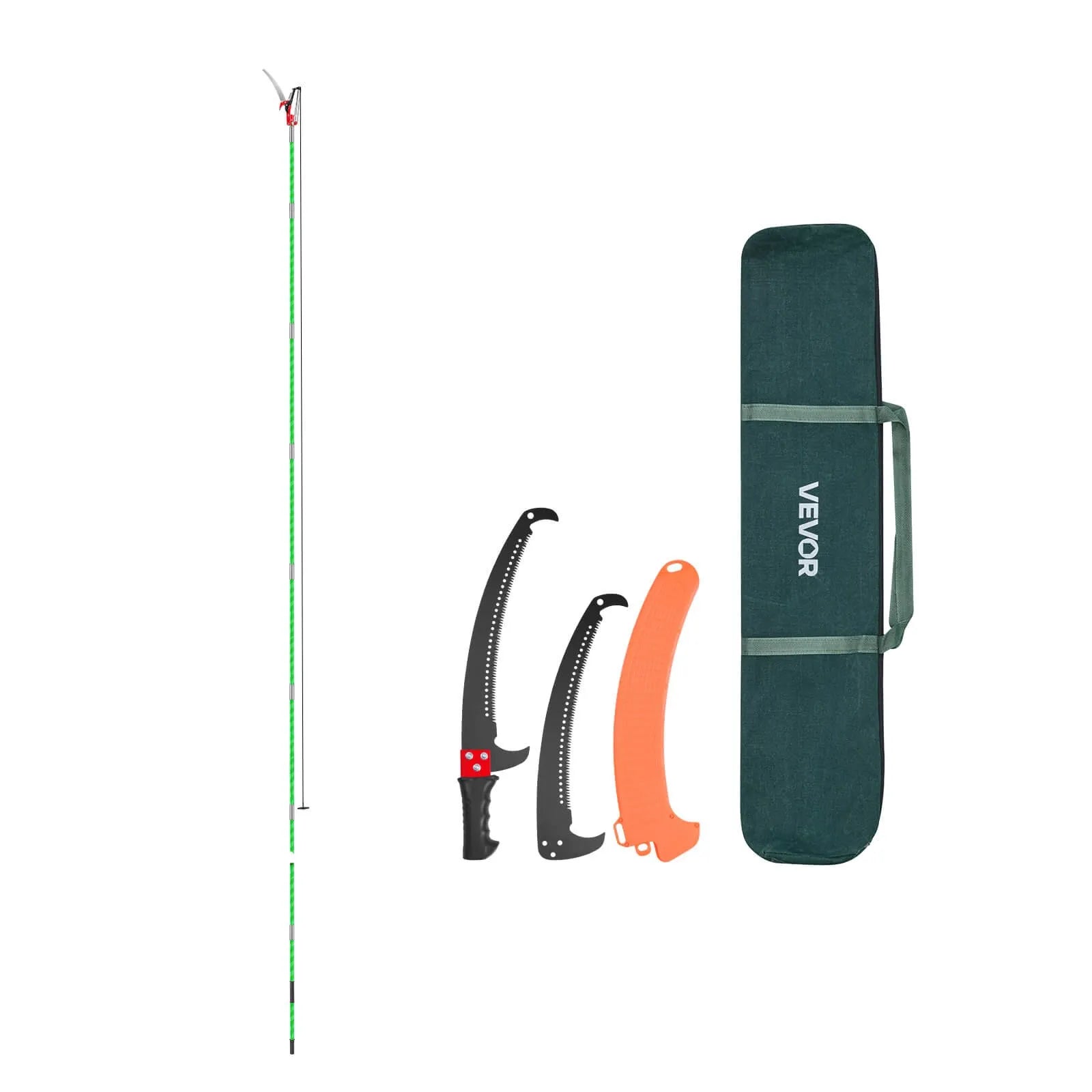 27 ft Extendable Manual Pole Saw with Fiberglass Handle, High Reach Tree Pruner – Standard or with Pruning Scissors