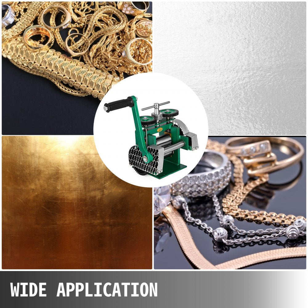 VEVOR Jewelry Combination Rolling Mill 120mm Width Flat Rolling Mill 55 mm Diameter Rollers Rolling Mill Press Gear Ratio 4:1 Jewelry Press Tabletting Tool for Jewelry Repair Design 