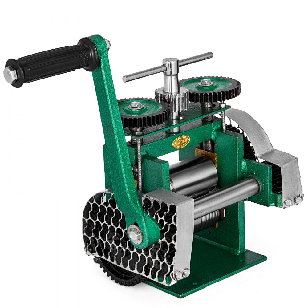 VEVOR Jewelry Combination Rolling Mill 120mm Width Flat Rolling Mill 55 mm Diameter Rollers Rolling Mill Press Gear Ratio 4:1 Jewelry Press Tabletting Tool for Jewelry Repair Design 