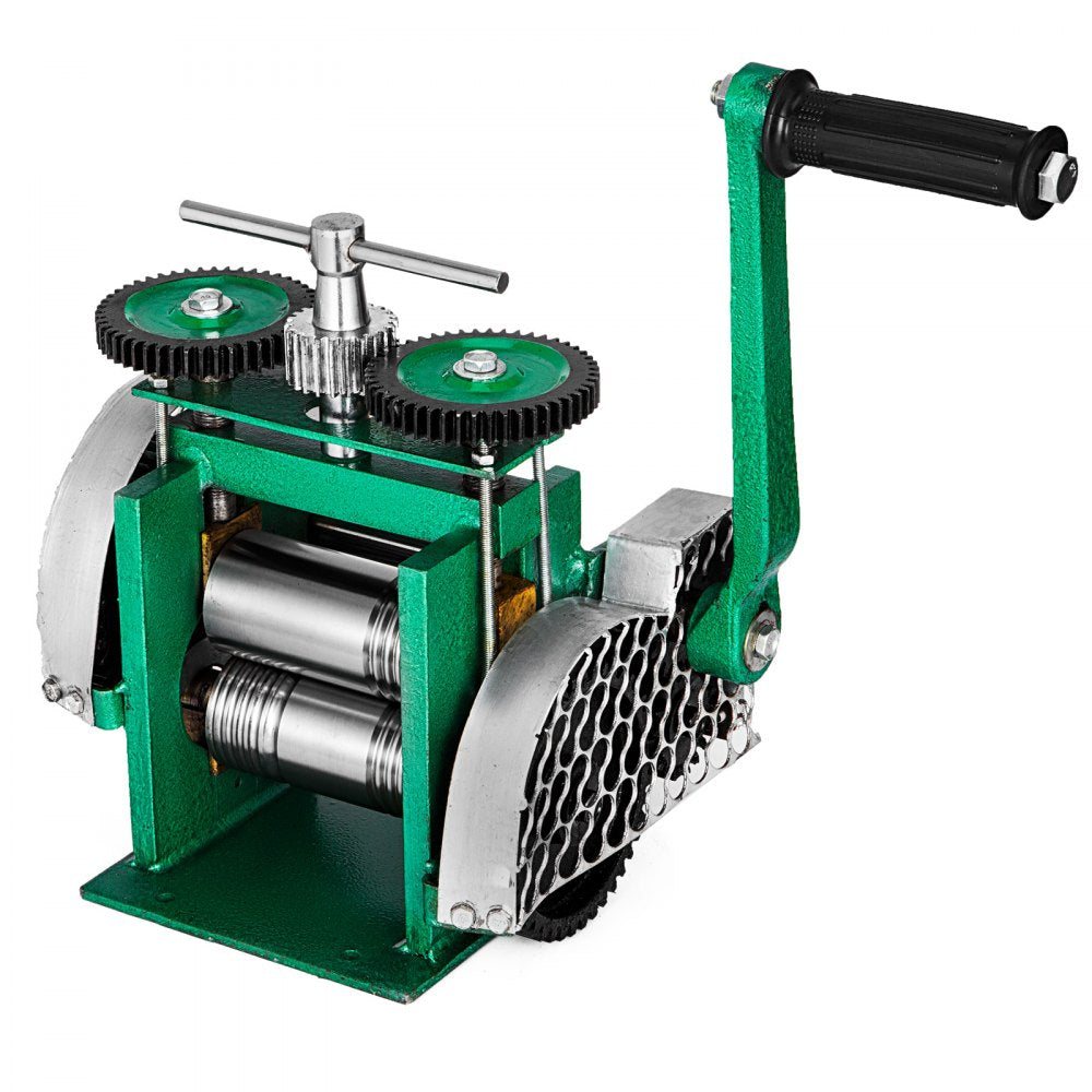 VEVOR Jewelry Combination Rolling Mill 120mm Width Flat Rolling Mill 55 mm Diameter Rollers Rolling Mill Press Gear Ratio 4:1 Jewelry Press Tabletting Tool for Jewelry Repair Design 