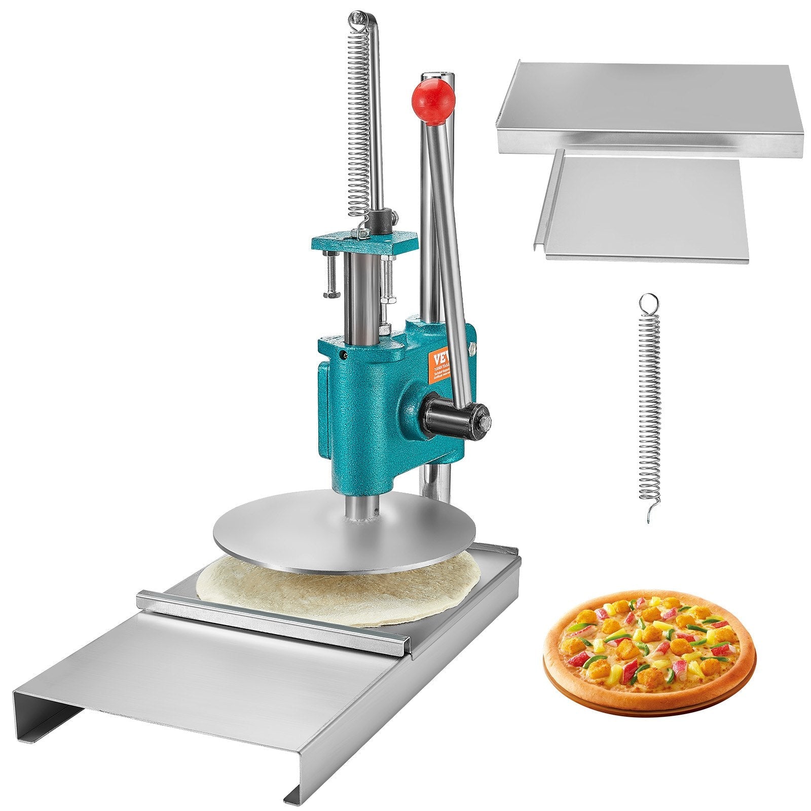 VEVOR Manual Pizza Dough Press Machine, 9.5inch/24cm Household Pizza Pastry, Stainless Steel Pizza Presser, Commercial Chapati Sheet Pizza Crust Press Plate, Height Adjustable Pizza Forming Machine 