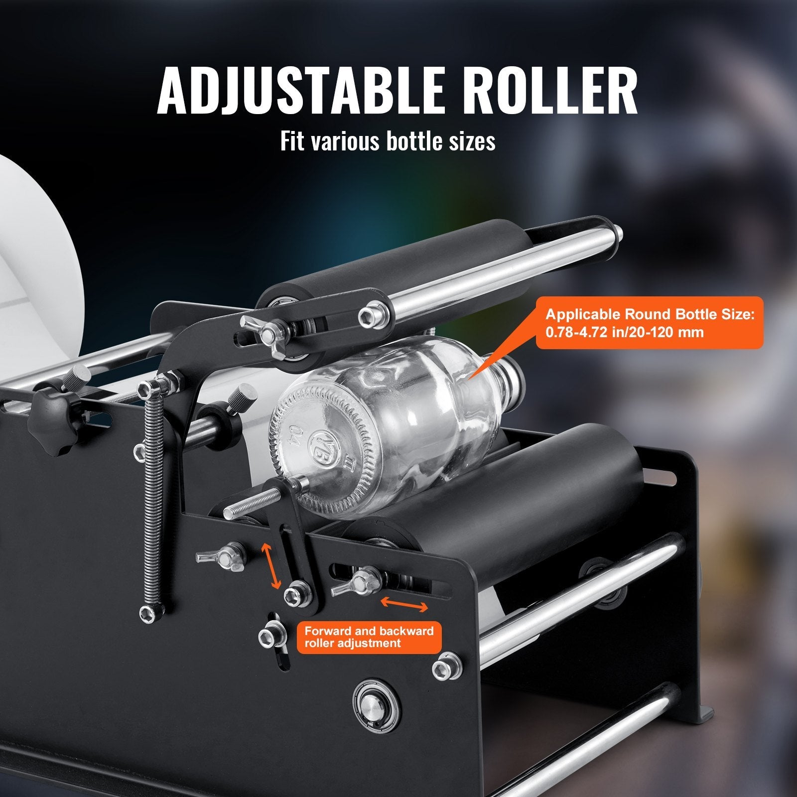 VEVOR Manual Round Labeling Machine, 15-20pcs/min, Bottle Label Applicator for Round Bottles, Adjustable Manual Round Bottle Labeler Suitable for Bottle Diameter 0.78-4.72 inches (with Pressing Bar) 