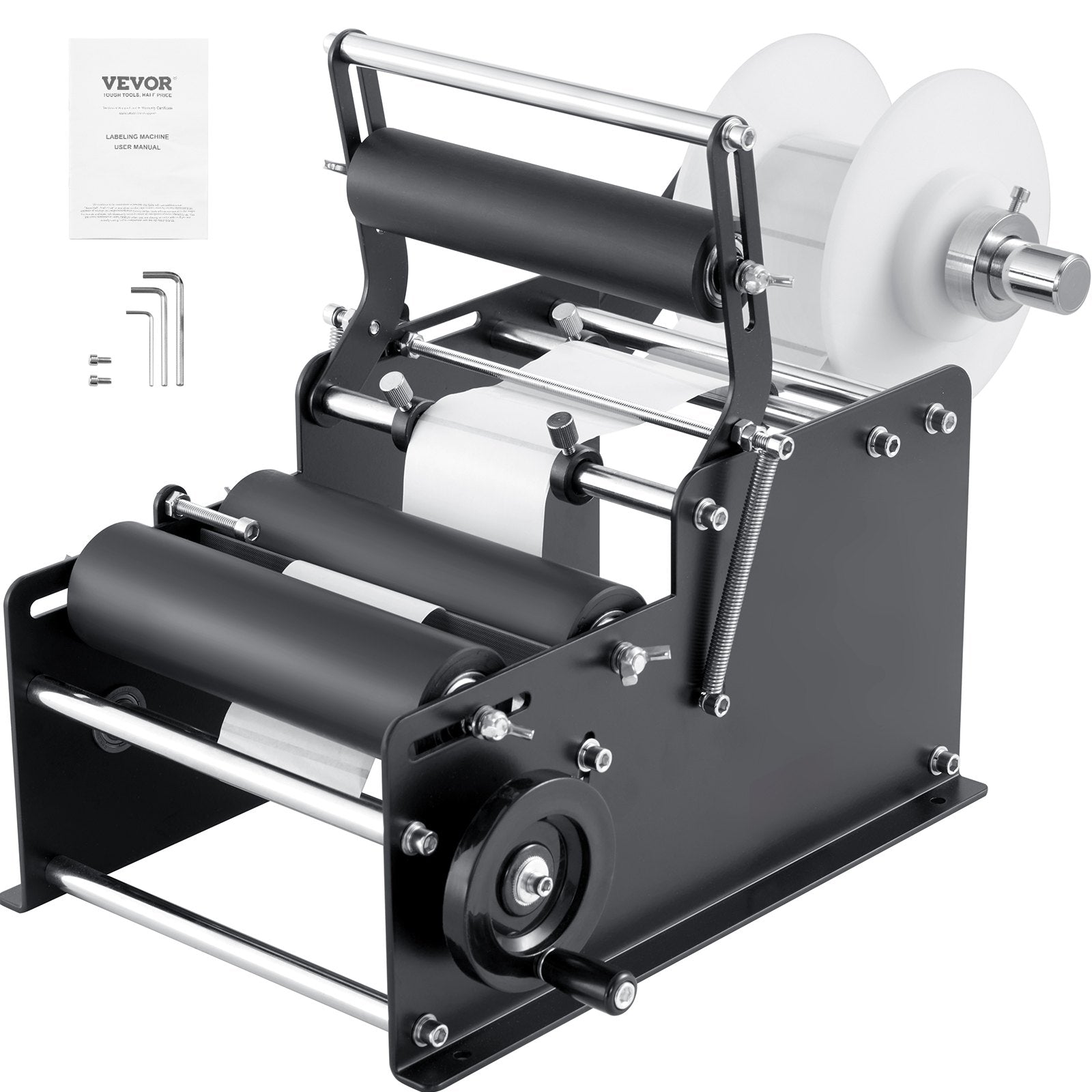 VEVOR Manual Round Labeling Machine, 15-20pcs/min, Bottle Label Applicator for Round Bottles, Adjustable Manual Round Bottle Labeler Suitable for Bottle Diameter 0.78-4.72 inches (with Pressing Bar) 