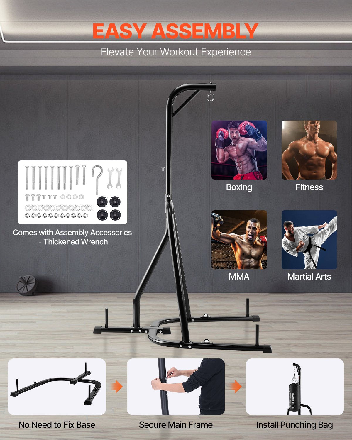 VEVOR Heavy Duty Punching Bag Frame Boxing Punching Stand Steel for Gym Fitness 