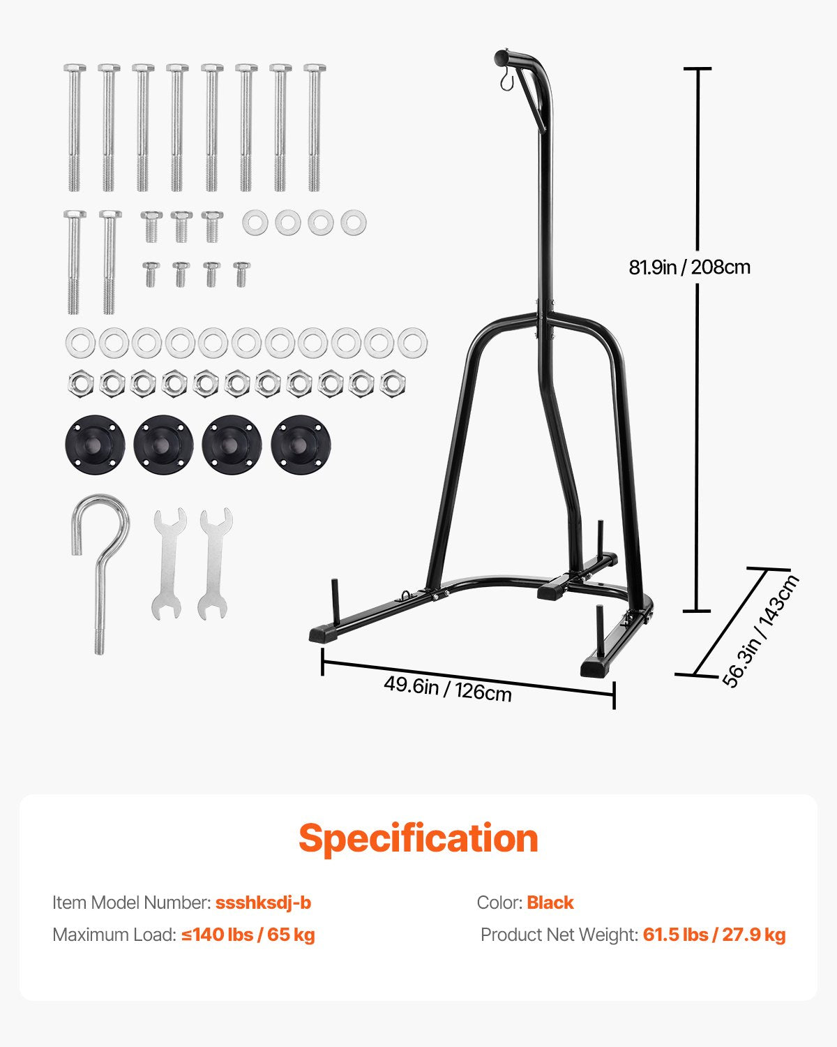 VEVOR Heavy Duty Punching Bag Frame Boxing Punching Stand Steel for Gym Fitness 