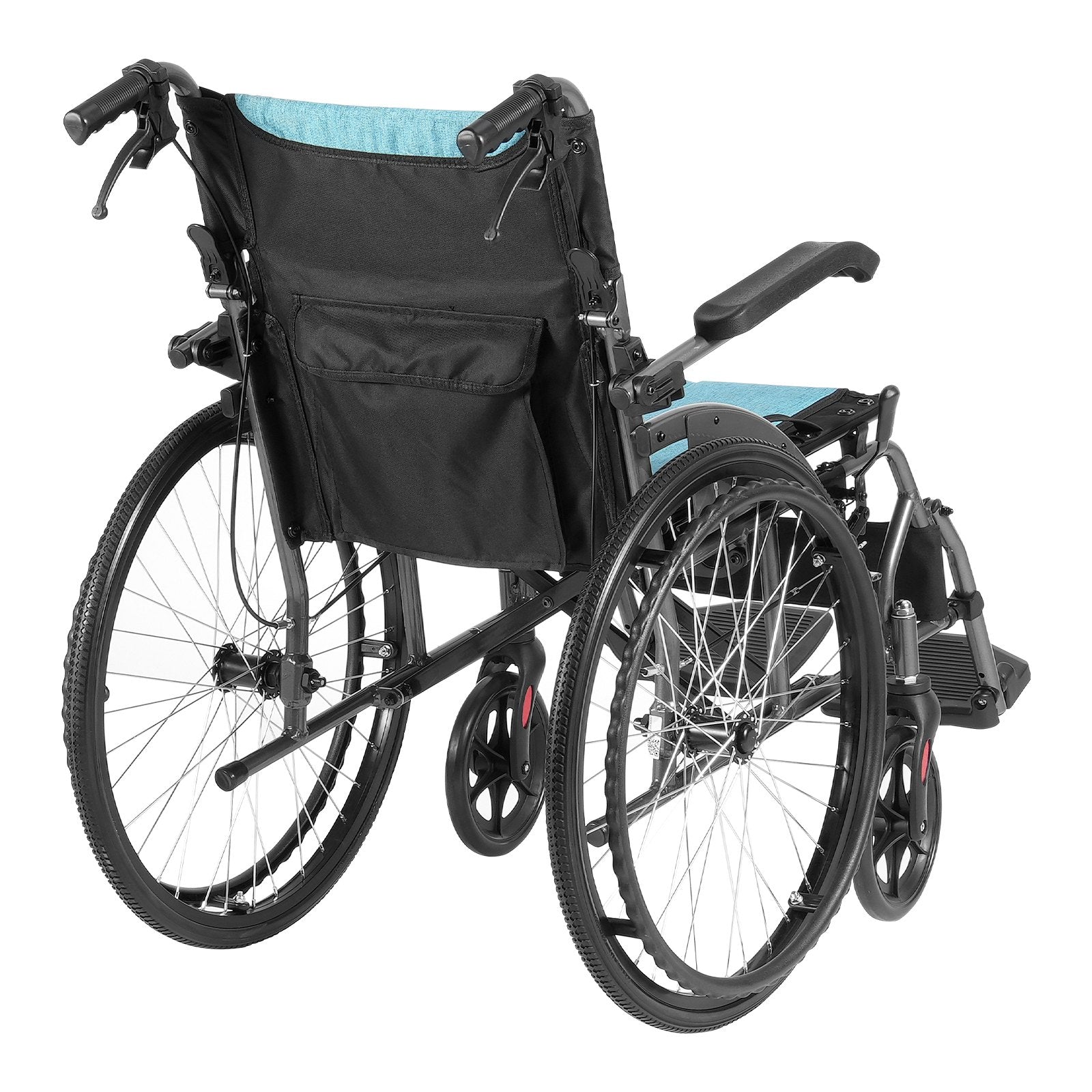 VEVOR Wheelchair Aluminum Alloy Ultra-Lightweight 18-In Wide Seat 250lbs 
