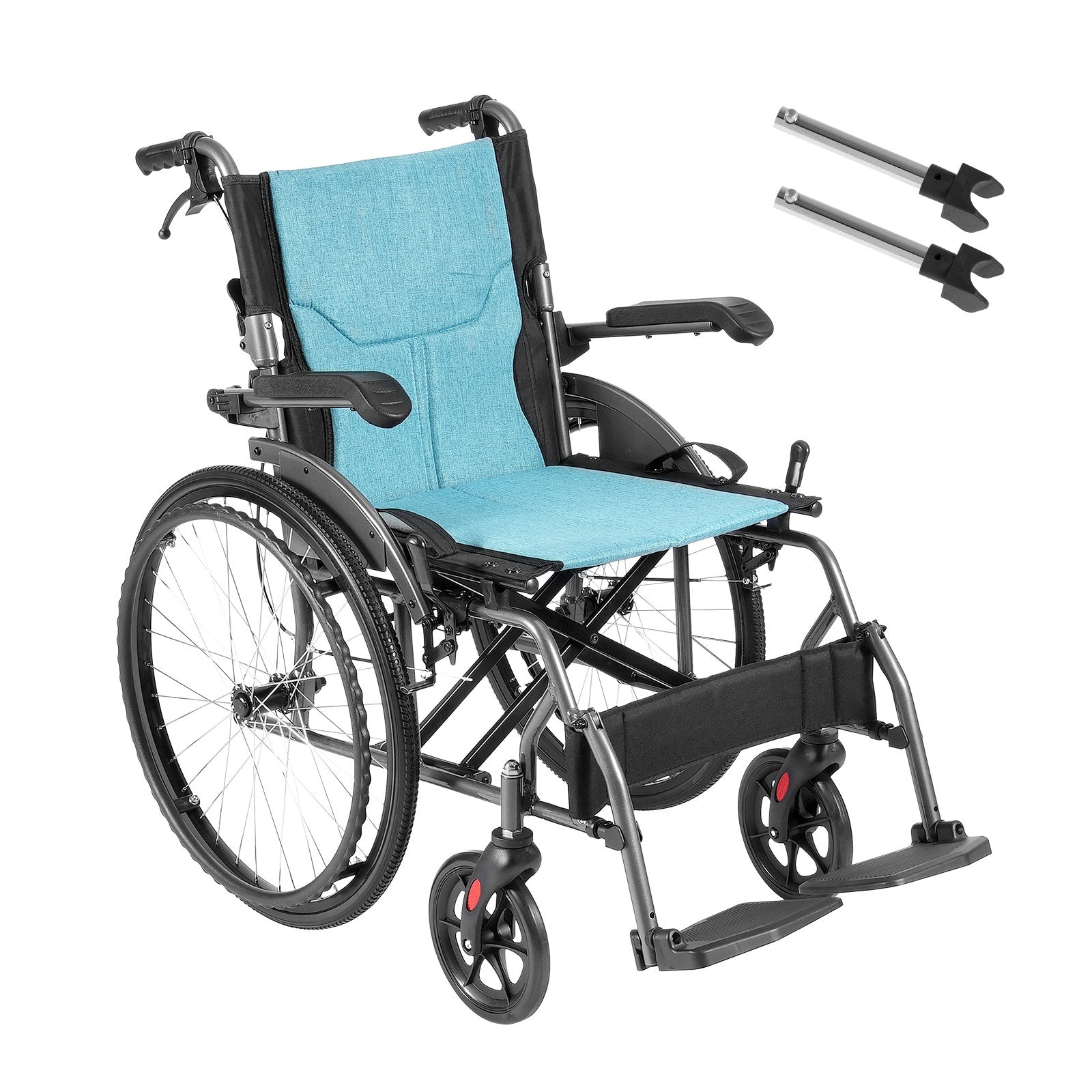 VEVOR Wheelchair Aluminum Alloy Ultra-Lightweight 18-In Wide Seat 250lbs 