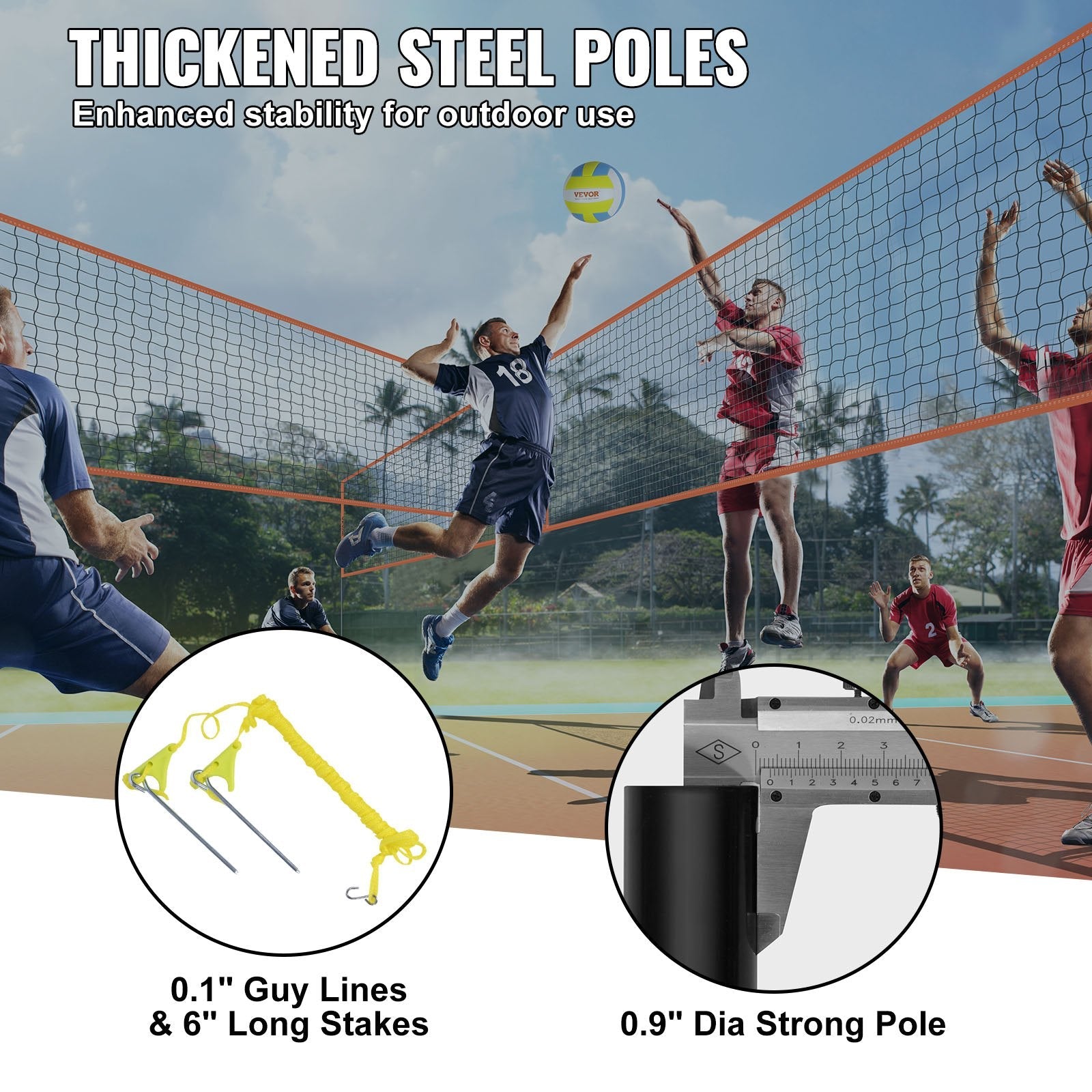 VEVOR 4-Way Volleyball Net, Adjustable Height Badminton Net Set for Backyard Beach Lawn, Outdoor Portable Volleyball Net with Carrying Bag, 4 Square Quick Assemble Game Set For Kids And Adults 