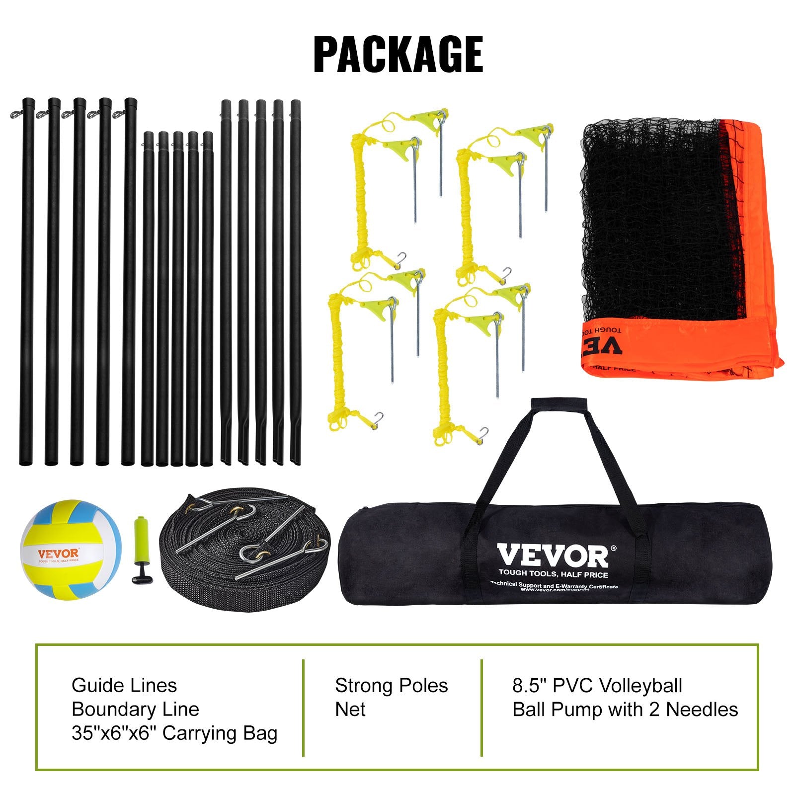 VEVOR 4-Way Volleyball Net, Adjustable Height Badminton Net Set for Backyard Beach Lawn, Outdoor Portable Volleyball Net with Carrying Bag, 4 Square Quick Assemble Game Set For Kids And Adults 