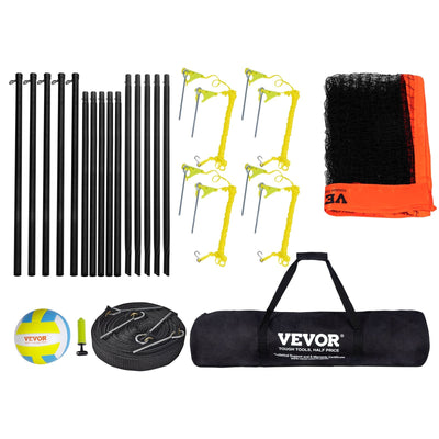 VEVOR 4-Way Volleyball Net, Adjustable Height Badminton Net Set for Backyard Beach Lawn, Outdoor Portable Volleyball Net with Carrying Bag, 4 Square Quick Assemble Game Set For Kids And Adults 
