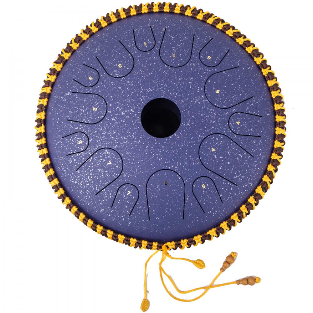 VEVOR Tongue Drum 14 Notes Dish Shape Drum 14.9 Inches Manual Percussion Pure Copper Tongues 14 Notes Steel Tongue Handpan Drum with Rope Decoration and Mallets Bag Music Book Finger Picks Purple 