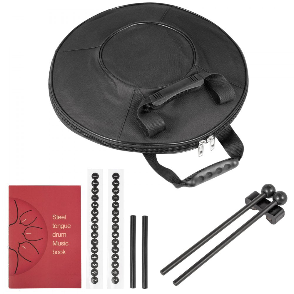 VEVOR Tongue Drum 14 Notes Dish Shape Drum 14.9 Inches Manual Percussion Pure Copper Tongues 14 Notes Steel Tongue Handpan Drum with Rope Decoration and Mallets Bag Music Book Finger Picks Purple 