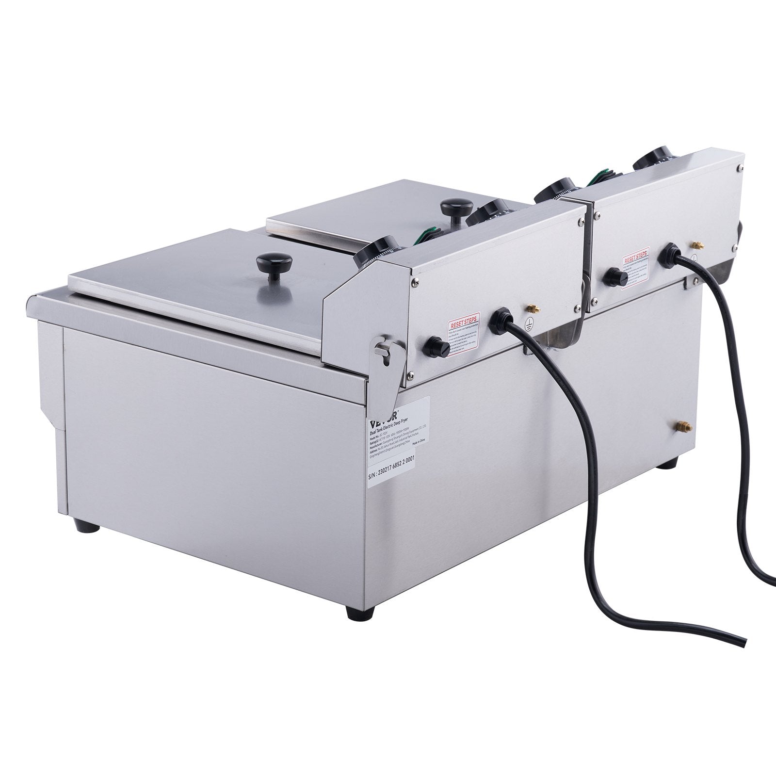 VEVOR Commercial Electric Deep Fryer, 24L 3000W Dual Removable Basket, Stainless Steel Electric Countertop Fryer with Time Control and Oil Filtration, Deep Fryer for Commercial Restaurant Use, Silver 