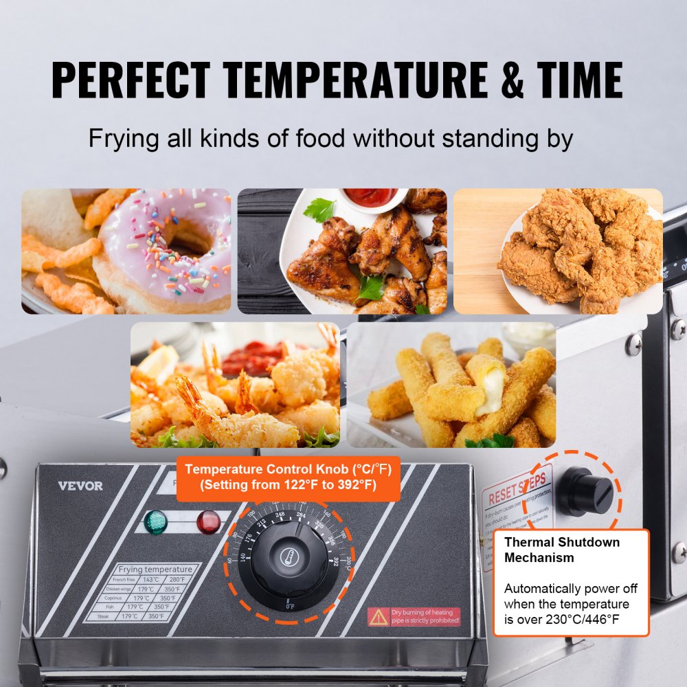 VEVOR Commercial Electric Deep Fryer Countertop Deep Fryer Dual Detachable Tanks 