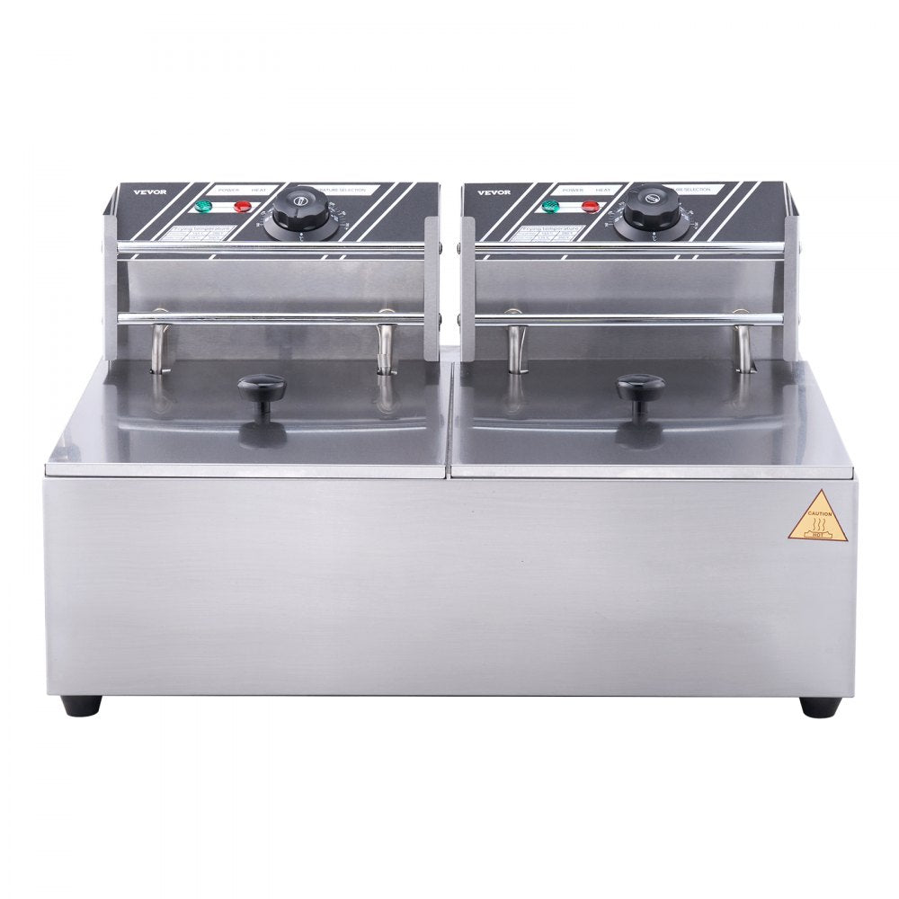VEVOR Commercial Electric Deep Fryer Countertop Deep Fryer Dual Detachable Tanks 