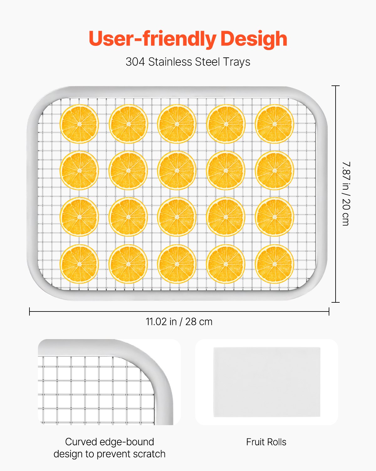 VEVOR 6 Trays Food Dehydrator Machine Stainless Steel 400W Jerky Fruit Drying 
