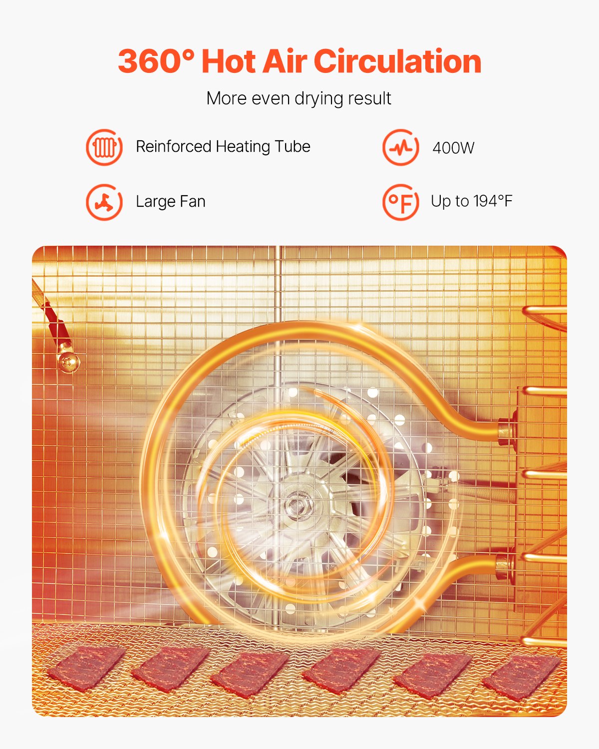 VEVOR 8 Trays Food Dehydrator Machine Stainless Steel 400W Jerky Fruit Drying 