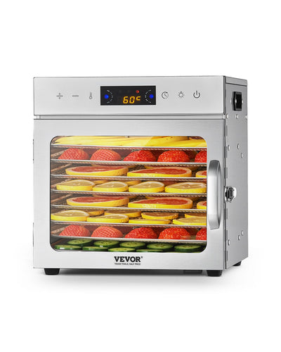 VEVOR 8 Trays Food Dehydrator Machine Stainless Steel 400W Jerky Fruit Drying 