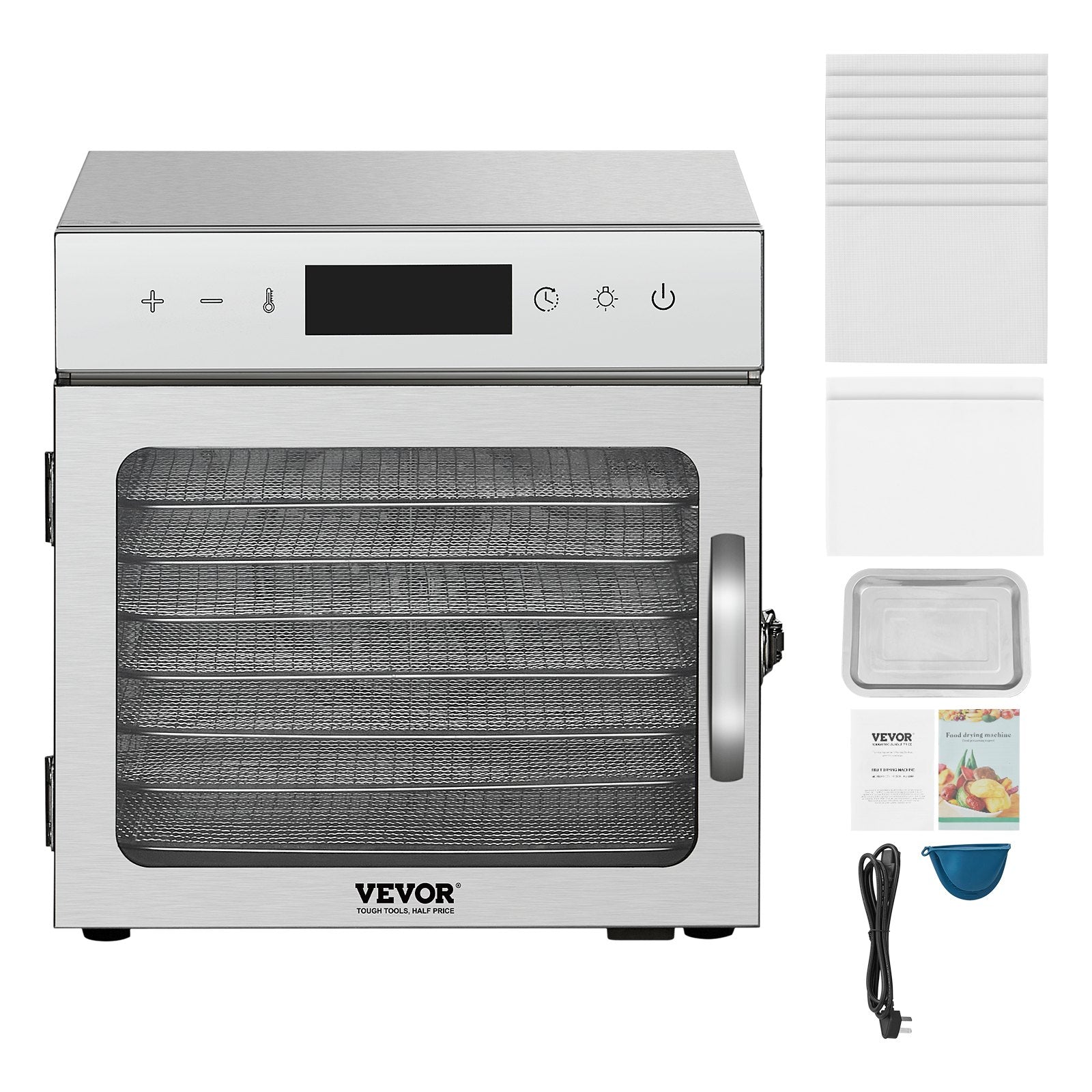 VEVOR 8 Trays Food Dehydrator Machine Stainless Steel 400W Jerky Fruit Drying 