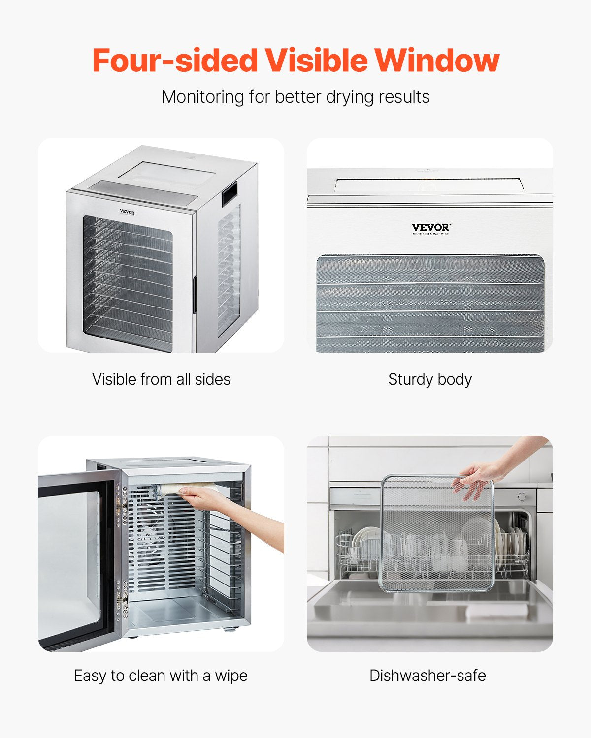 12 Trays Food Dehydrator Machine Stainless Steel 850W Jerky Meat Fruit Drying 