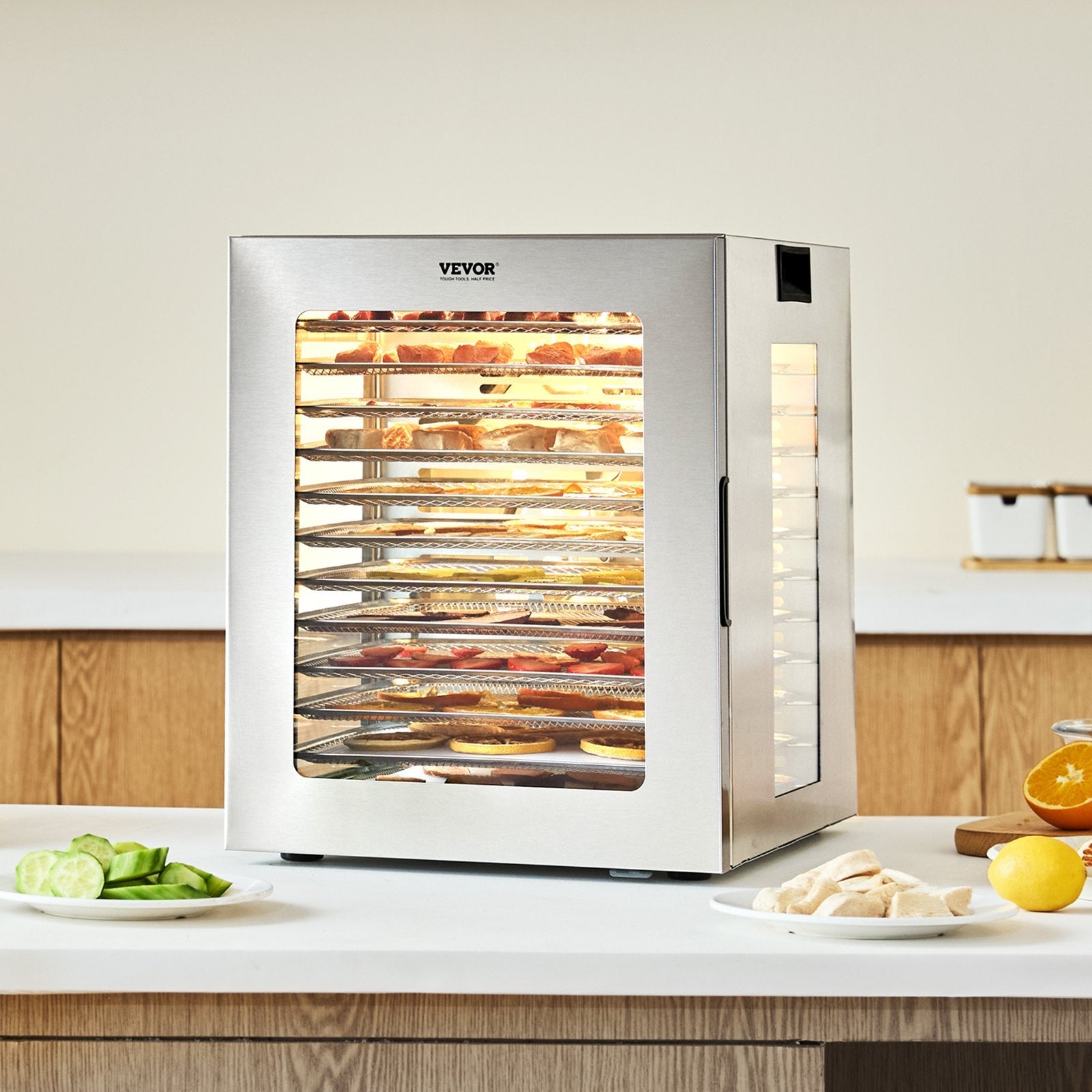 12 Trays Food Dehydrator Machine Stainless Steel 850W Jerky Meat Fruit Drying 