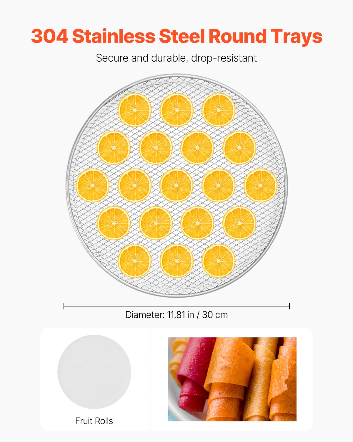 VEVOR 12 Trays Rotary Food Dehydrator Machine Stainless Steel 800W Fruit Drying 