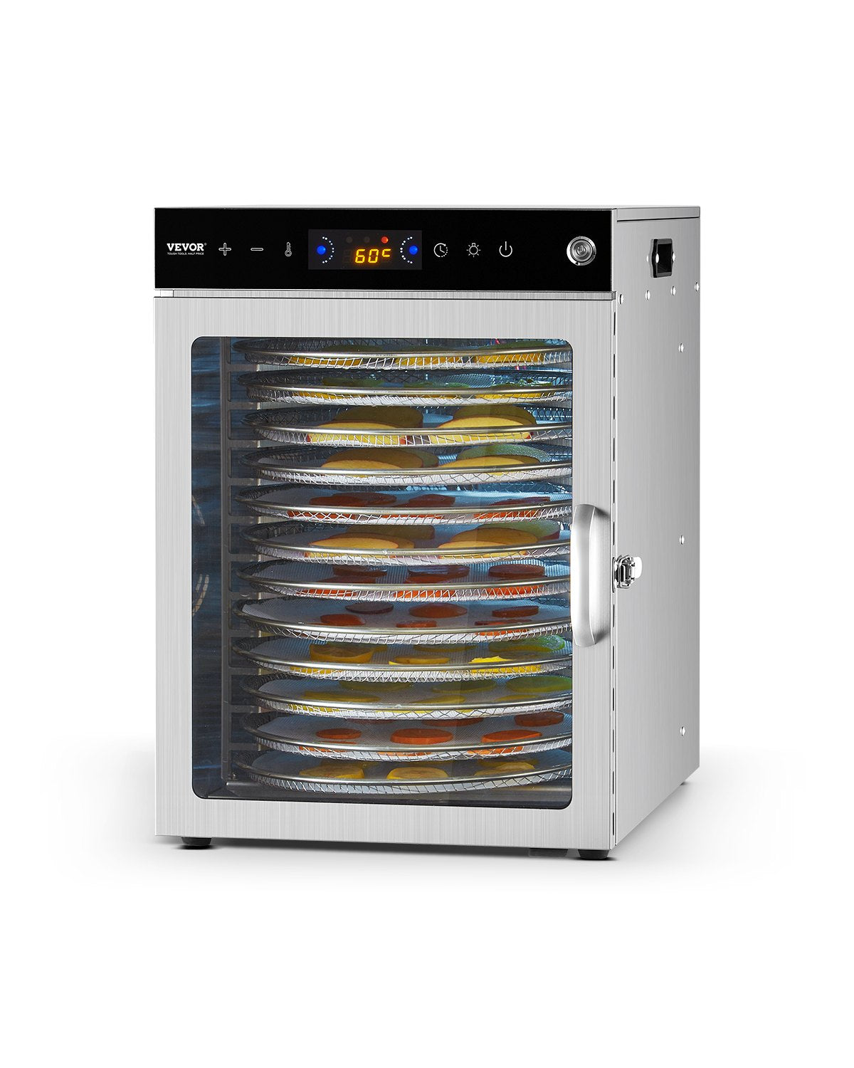 VEVOR 12 Trays Rotary Food Dehydrator Machine Stainless Steel 800W Fruit Drying 