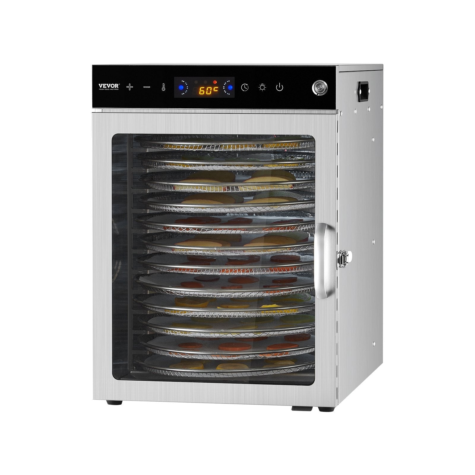 VEVOR 12 Trays Rotary Food Dehydrator Machine Stainless Steel 800W Fruit Drying 