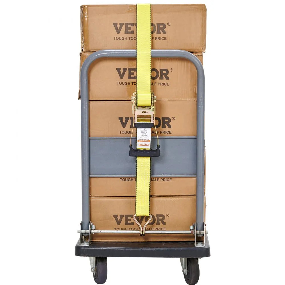VEVOR Ratchet Tie Down Straps (4PK), 10000 lb Break Strength, Double J Hook Includes 4 Premium 2" x 27' Rachet Tie Downs with Padded Handles, for Moving Securing Cargo, Appliances, Lawn Equipment