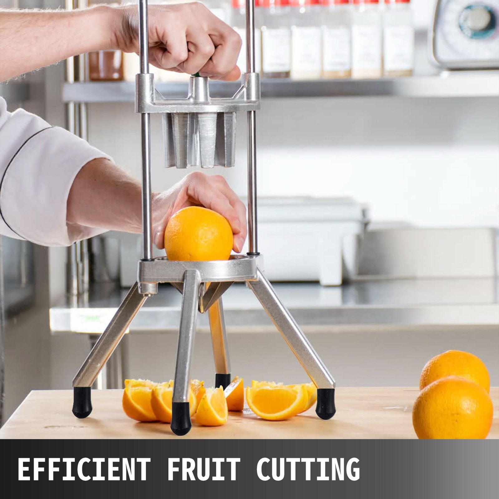 VEVOR 4-Section Commercial Easy Wedger Stainless Steel Blade Fruit Lime Slicer, Lemon Cutter for Home Bar Restaurant, Sliver 