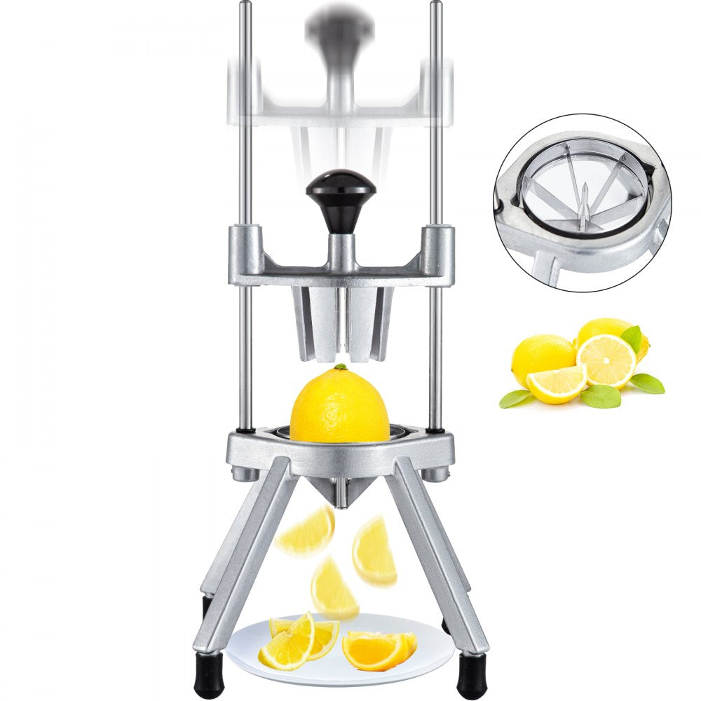 VEVOR 6-Section Commercial Easy Wedger Stainless Steel Blade Fruit Lime Slicer, Lemon Cutter 6 Wedges for Home Bar Restaurant 