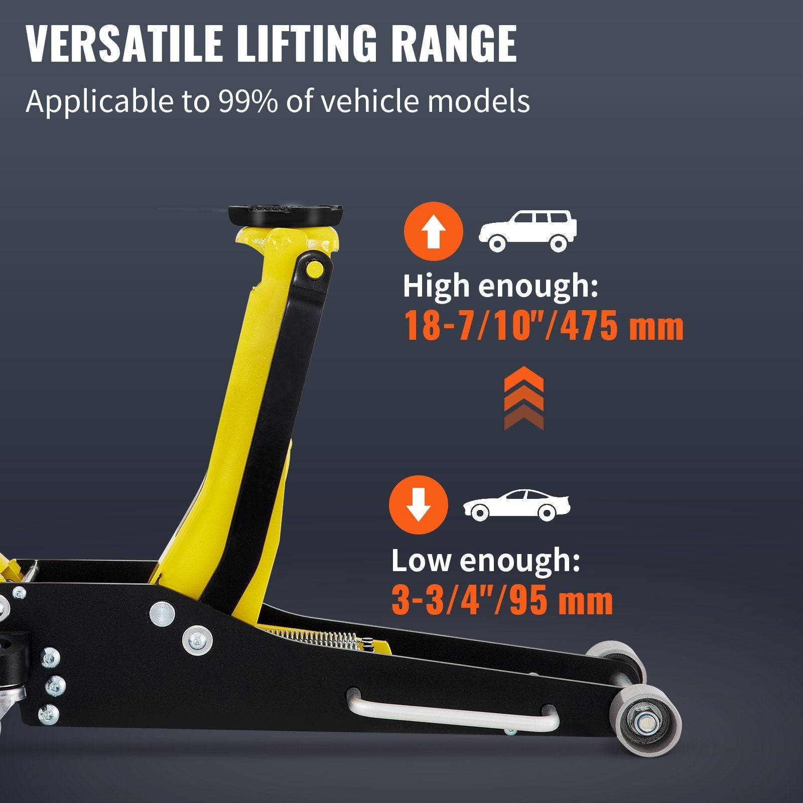 VEVOR Floor Jack, 2.5 Ton Low Profile Floor Jack, Aluminum And Steel Racing Floor Jack with Dual Pistons Quick Lift Pump, 3-3/4"-18-7/10" Height Lifting Range 