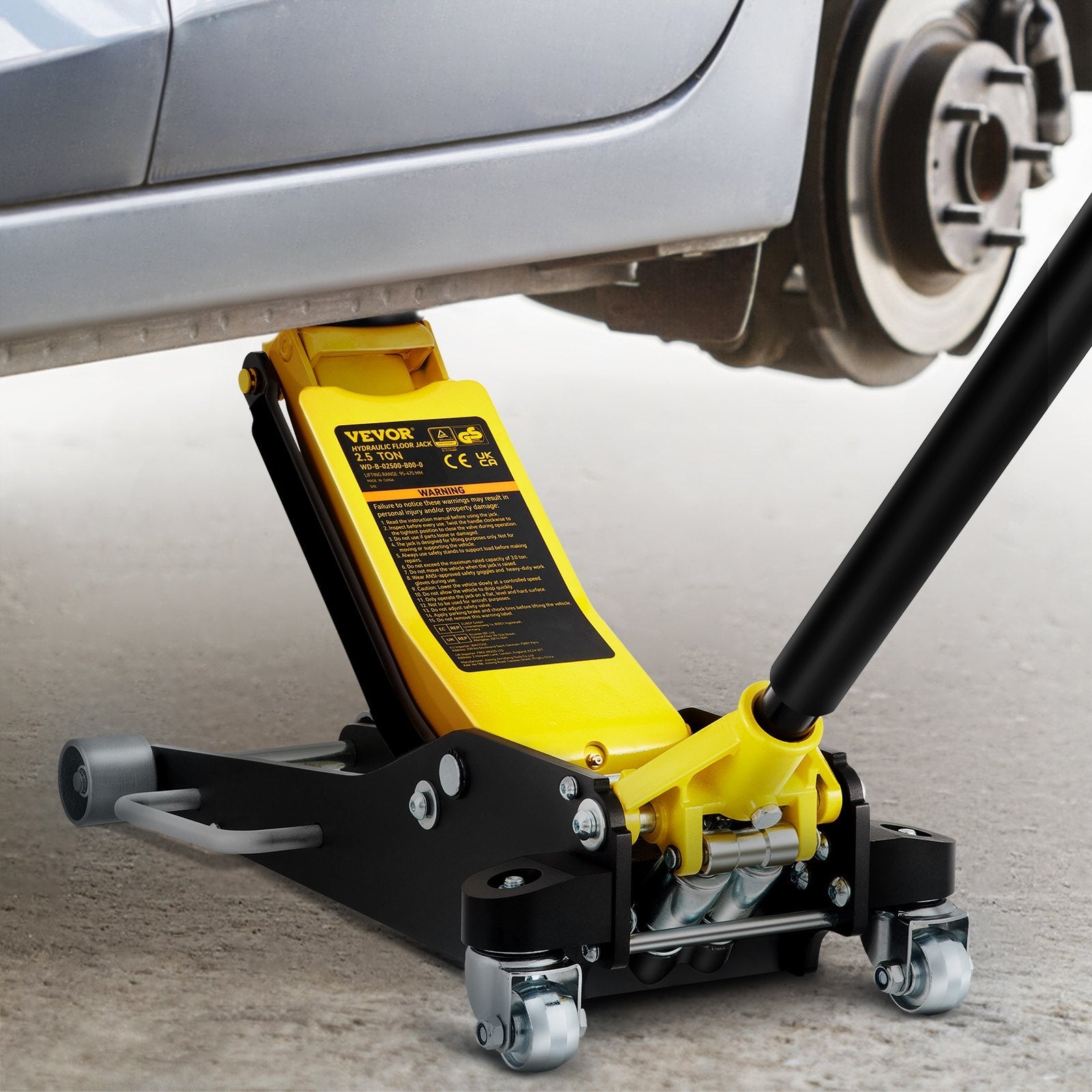 VEVOR Floor Jack, 2.5 Ton Low Profile Floor Jack, Aluminum And Steel Racing Floor Jack with Dual Pistons Quick Lift Pump, 3-3/4"-18-7/10" Height Lifting Range 