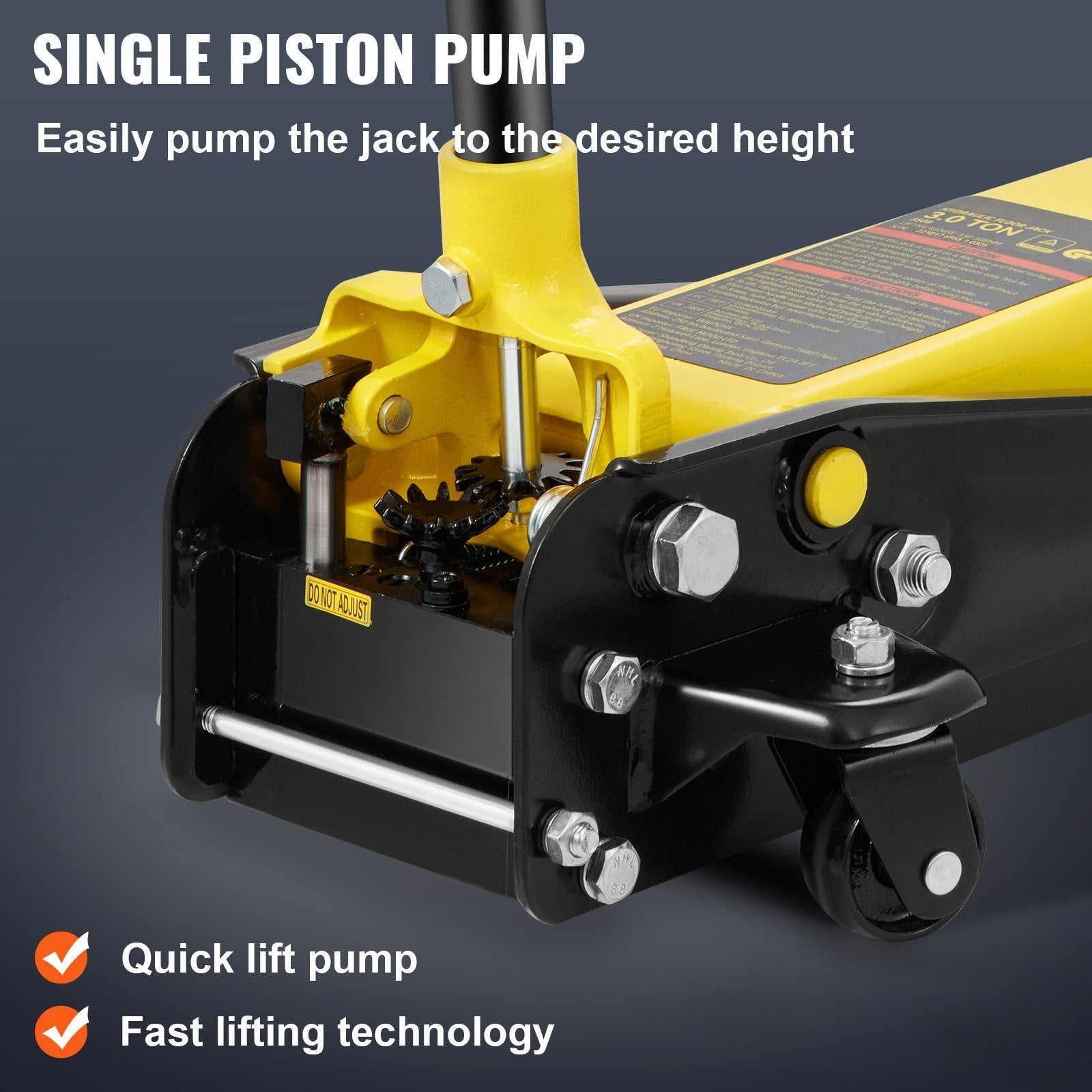 VEVOR Low Profile Floor Jack 3 Ton Heavy Steel Single Piston Hydraulic Pump 