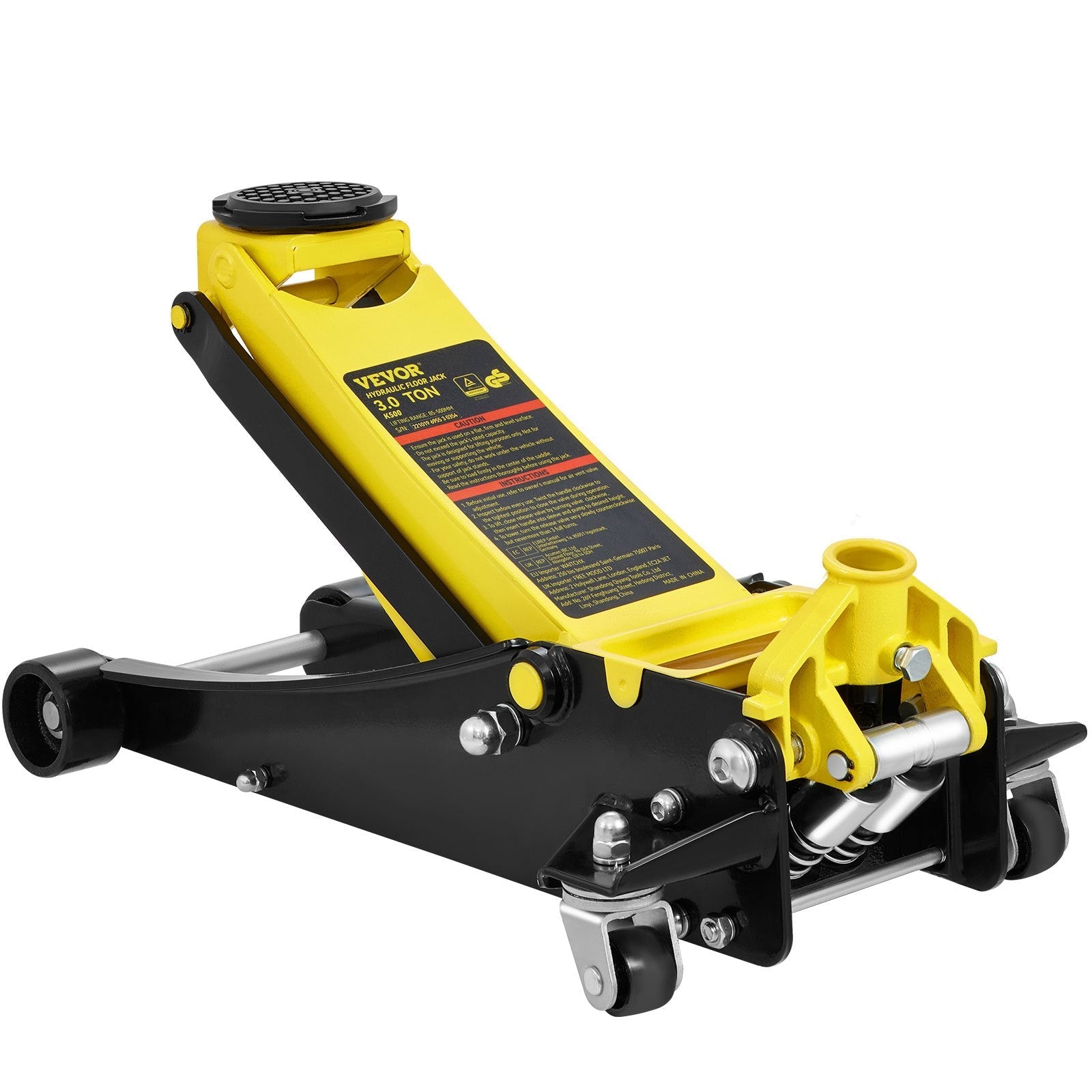 VEVOR Floor Jack, 3 Ton Low Profile Floor Jack, Heavy-duty Steel Racing Floor Jack with Dual Pistons Quick Lift Pump, Floor Jack Lifting Range 3.35"-19.69" 