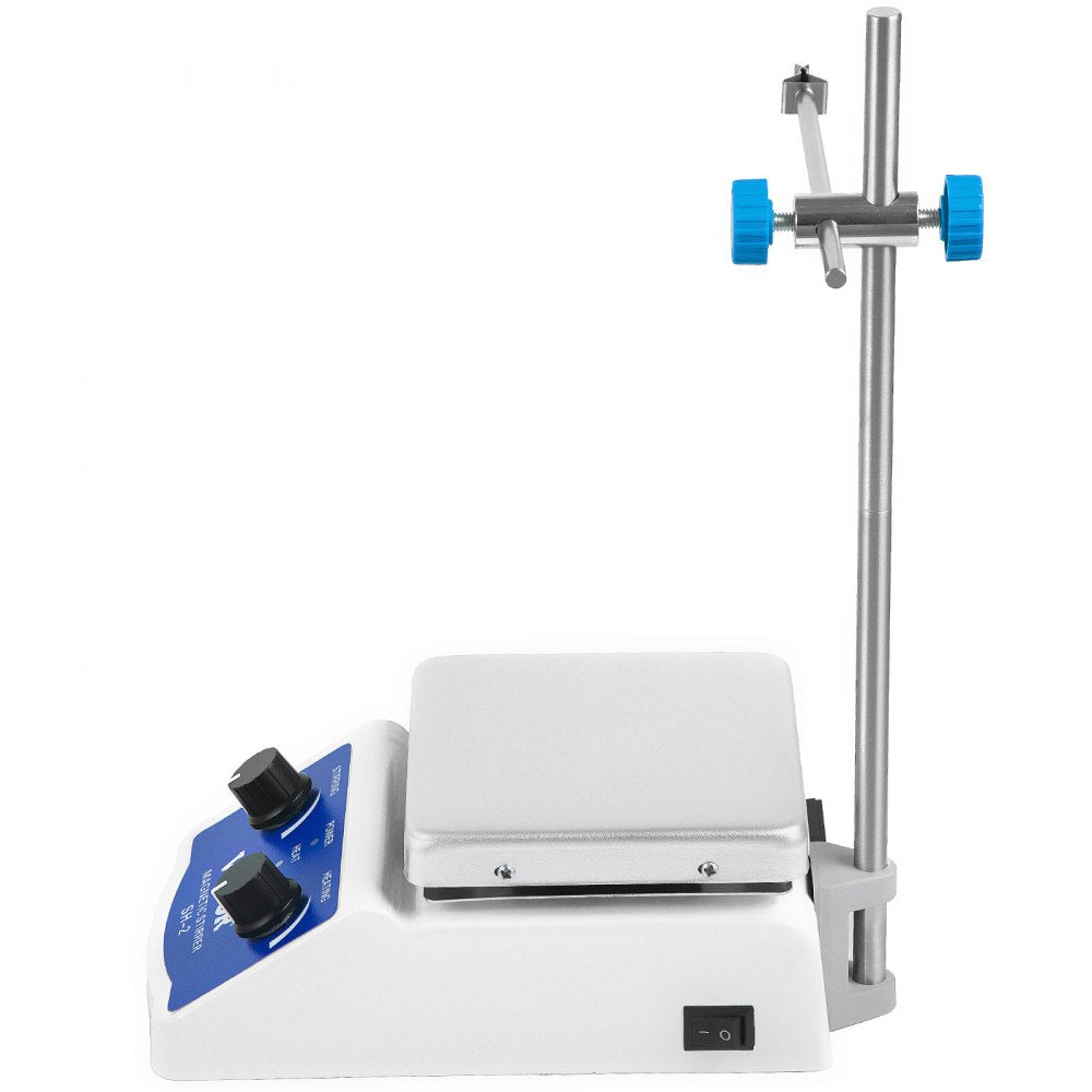 VEVOR SH-2 Magnetic Stirrer, 0-2000 RPM, 1000ml Mixing Capacity Laboratory Magnetic Stirrer Hotplate w/Stand, 180W Heating Power ? 380°C Max Heating Temperature, for Lab Liquid Mixing Heating 
