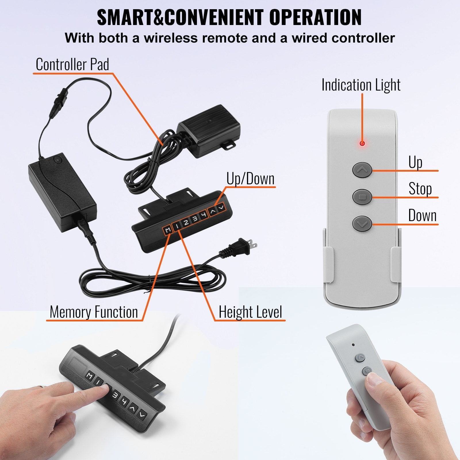 VEVOR Motorized TV Lift Stroke Length 39.4 Inches Motorized TV Mount Fit for 32-70 Inch TV Lift with Remote Control Height Adjustable 28.74-68.11 Inch,Load Capacity 154 Lbs 