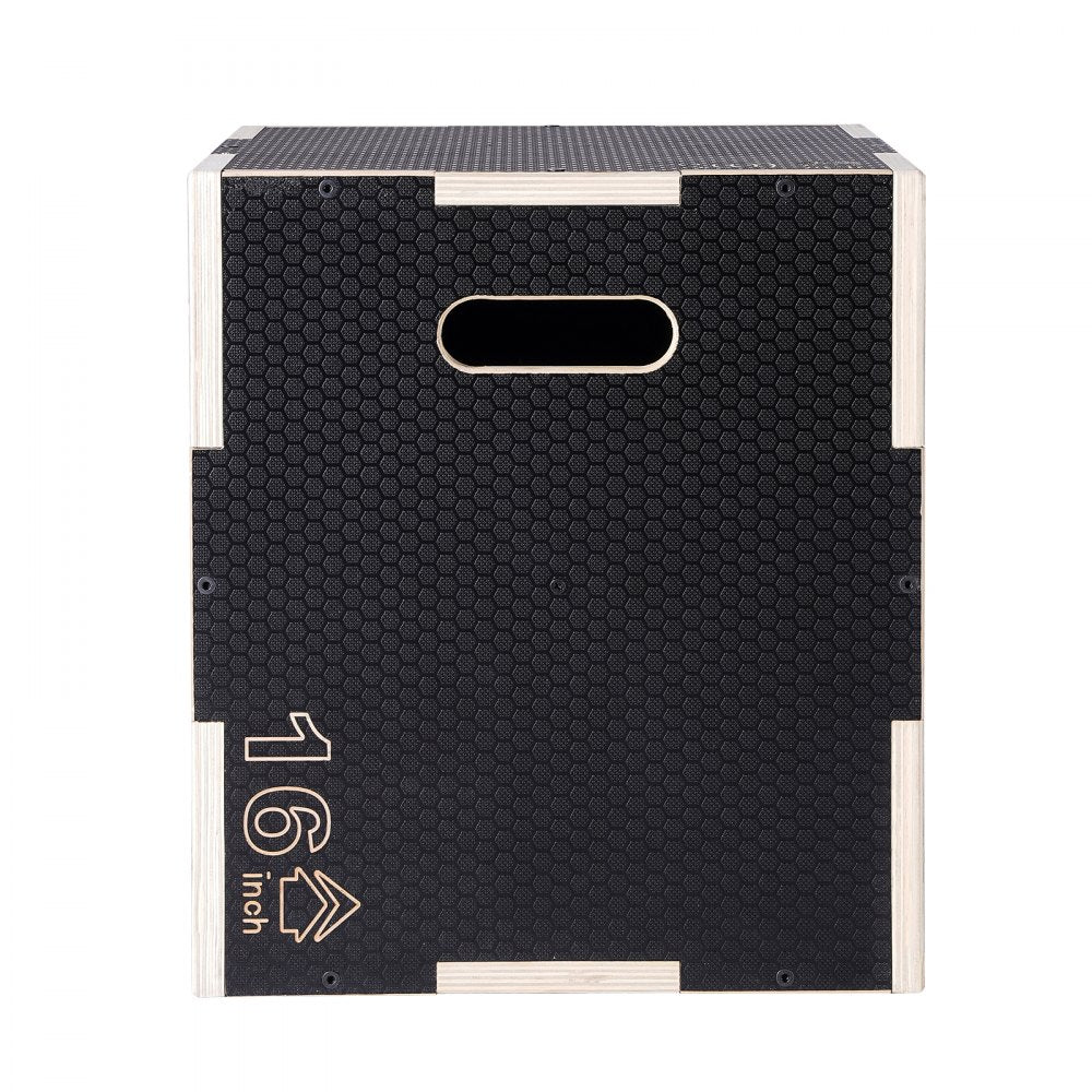 VEVOR 3 in 1 Plyometric Jump Box, 20/18/16 Inch Wooden Plyo Box, Platform & Jumping Agility Box, Anti-Slip Fitness Exercise Step Up Box for Home Gym Training, Conditioning Strength Training, Black 