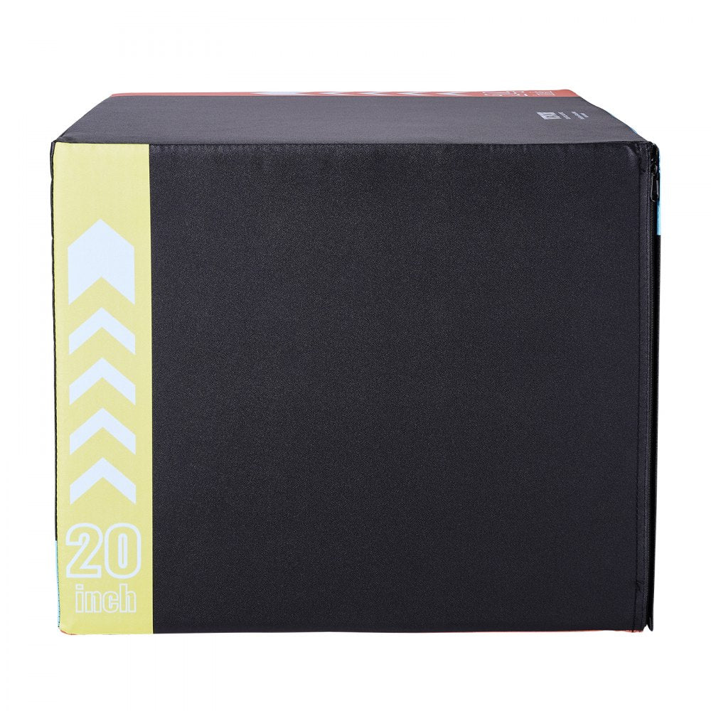 VEVOR 3 in 1 Plyometric Jump Box, 30/24/20 Inch Cotton Plyo Box, Platform & Jumping Agility Box, Anti-Slip Fitness Exercise Step Up Box for Home Gym Training, Conditioning Strength Training, Black 
