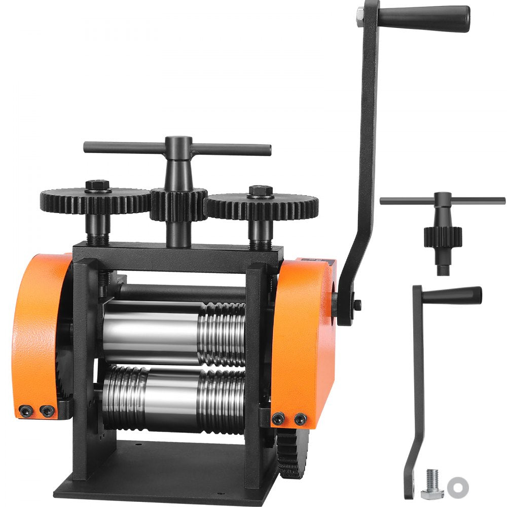 VEVOR Rolling Mill, 1.77"/45 mm Jewelry Rolling Mill Machine, 1: 2.4 Gear Ratio, 3-in-1 Multi-function Rolling Mill, 0-6 mm Press Thickness for Metal Jewelry Making Sheet Square Wire Semicircle 