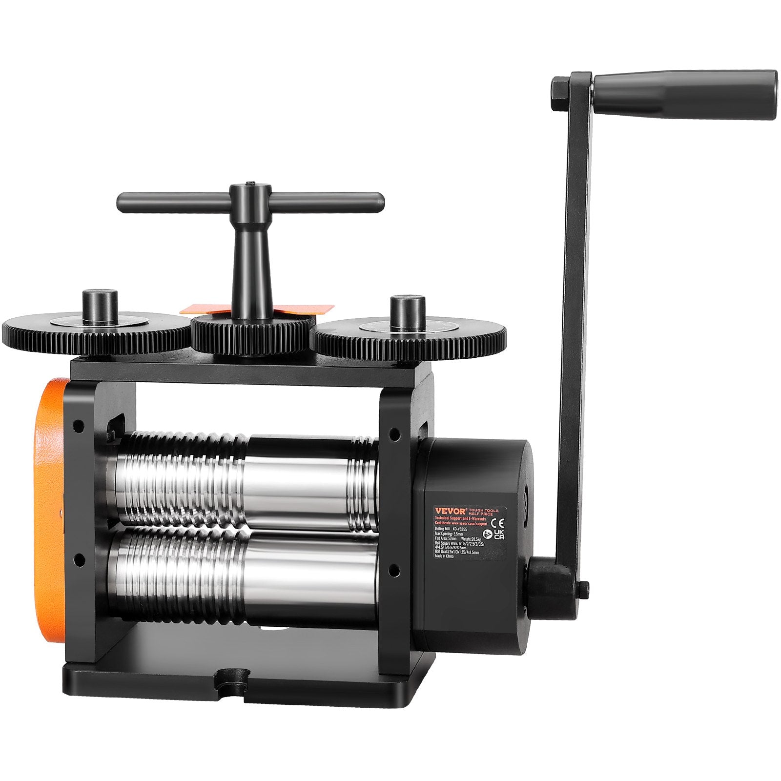 VEVOR Rolling Mill, 2.24"/57 mm Jewelry Rolling Mill Machine, 1: 2 Gear Ratio, 3-in-1 Multi-function Rolling Mill, 0-5.5 mm Press Thickness for Metal Jewelry Making Sheet Square Wire Elliptical 