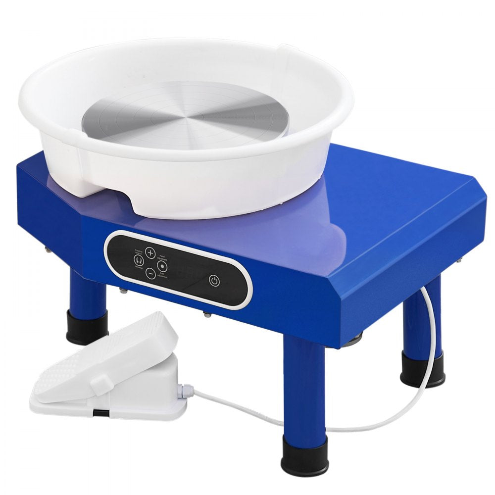 VEVOR Pottery Wheel, 10in Ceramic Wheel Forming Machine, Adjustable 60-300RPM Speed Manual LCD Panel, Foot Pedal ABS Detachable Basin, Sculpting Tool Apron Accessory Kit for Work Art Craft DIY 