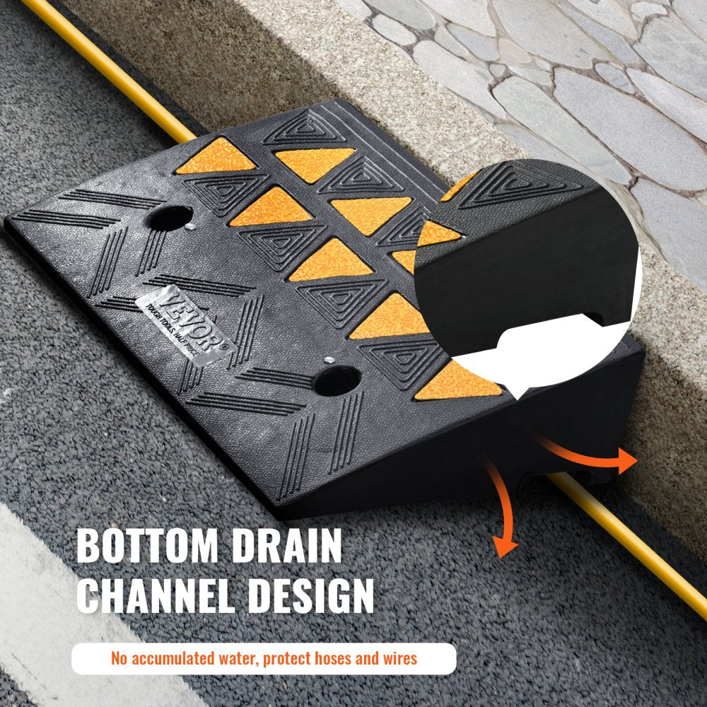 VEVOR Rubber Curb Ramp 4.25" Rise Height Sidewalk Curb Ramp, 11.8" Width 19.7" Length Driveway Ramp for Curb, 15T Heavy Duty Rubber Ramp for Forklifts, Trucks, Buses, Cars, Wheelchairs, Bikes 