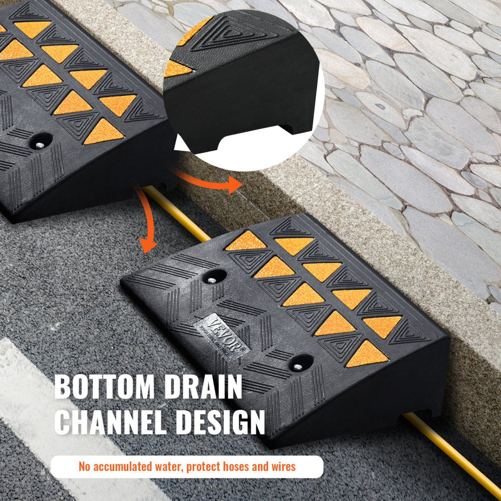 VEVOR Rubber Curb Ramp 2 Pack, 5" Rise Height Heavy-Duty 33069 lbs/15 T Capacity Threshold Ramps, Driveway Ramps with Stable Grid Structure for Cars, Wheelchairs, Bikes, Motorcycles 