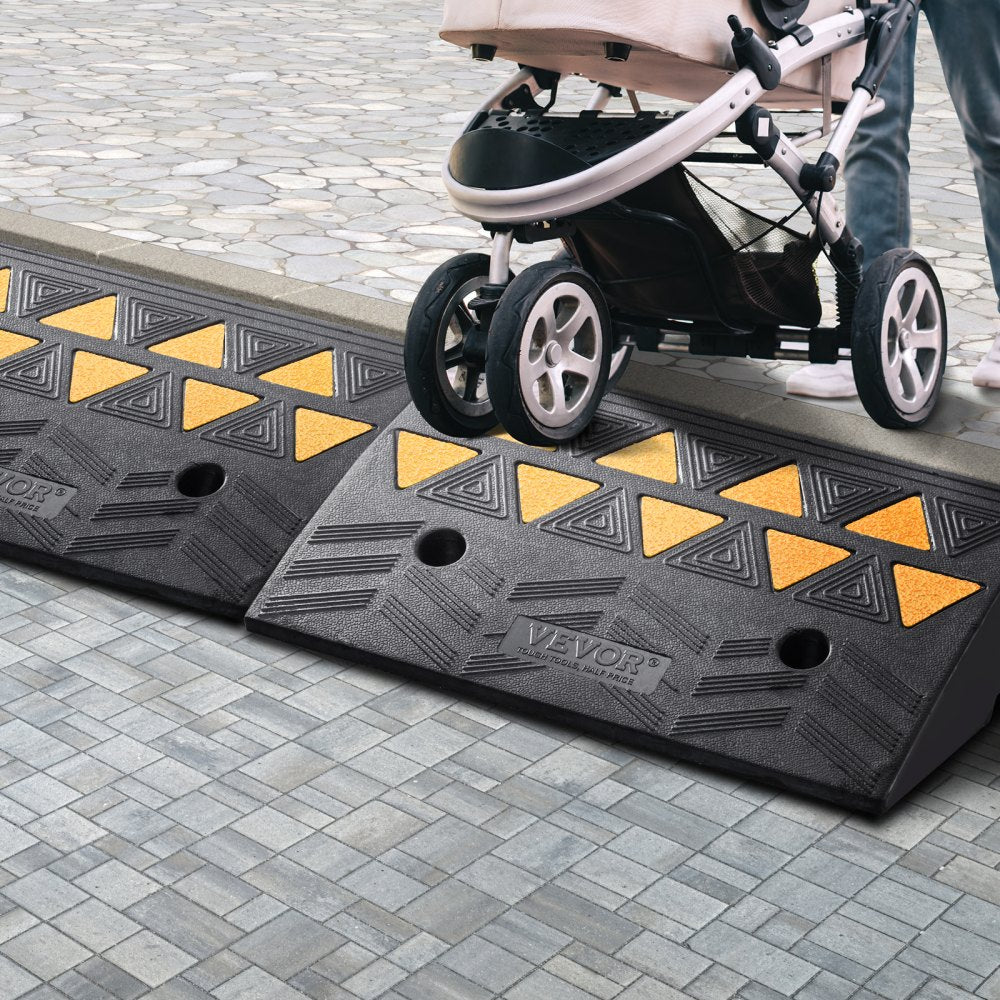 VEVOR Rubber Curb Ramp 2 Pack, 5" Rise Height Heavy-Duty 33069 lbs/15 T Capacity Threshold Ramps, Driveway Ramps with Stable Grid Structure for Cars, Wheelchairs, Bikes, Motorcycles 