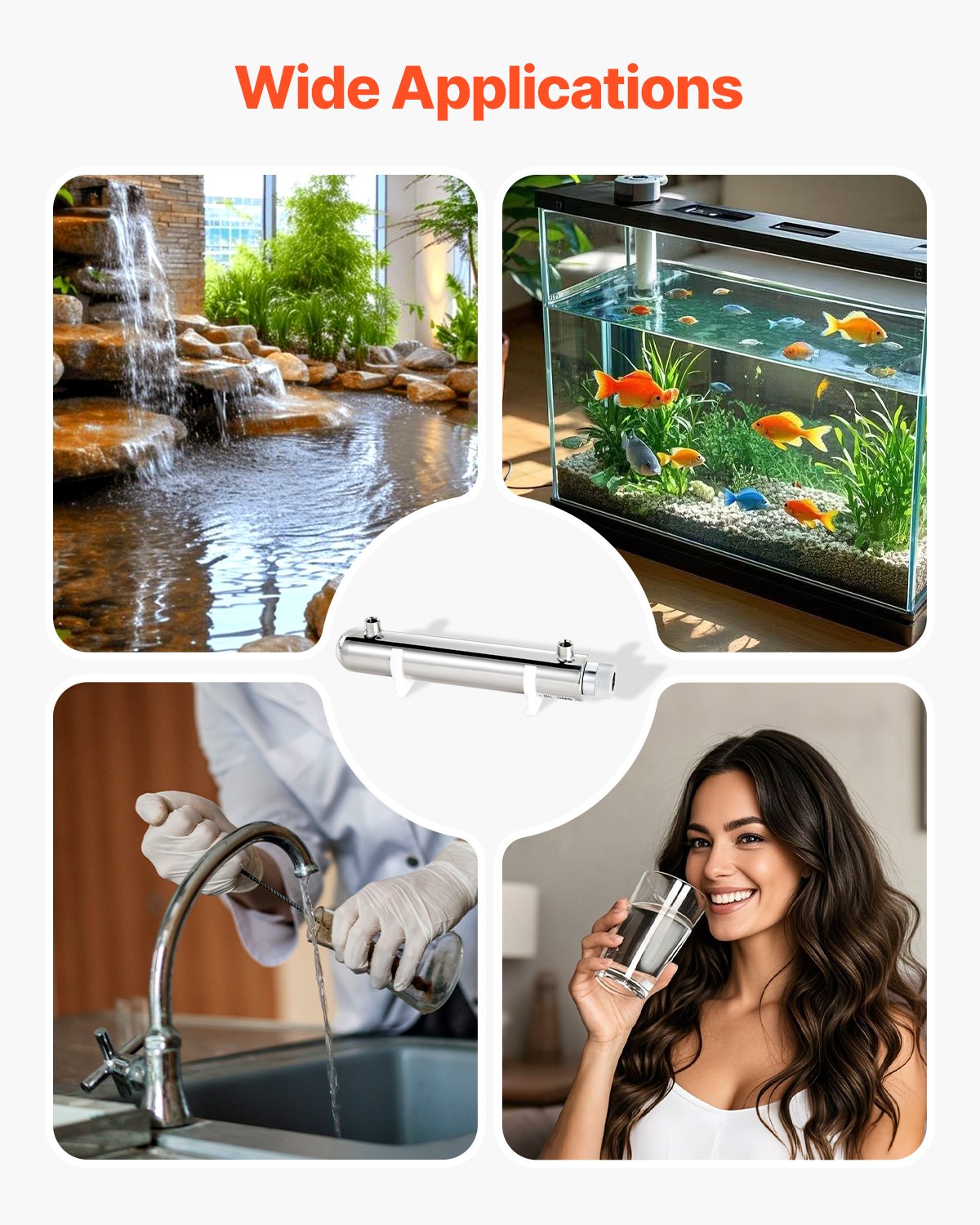 VEVOR 110V 12W UV Water Purifier 1GPM Ultraviolet Water Purifier Filter 