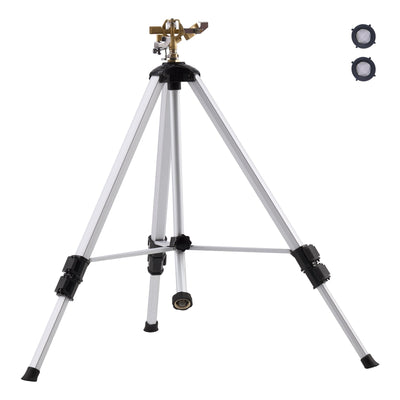VEVOR Tripod Sprinkler 360° Spray Heavy Duty Sprinklers for Lawn Garden Gray 