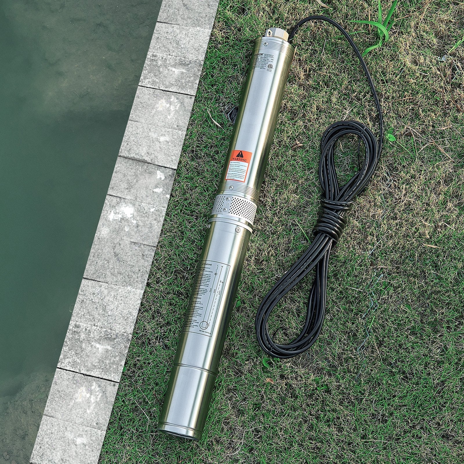 VEVOR 1.5HP Deep Well Submersible Pump Stainless Steel Water Pump 31.7GPM 276ft 