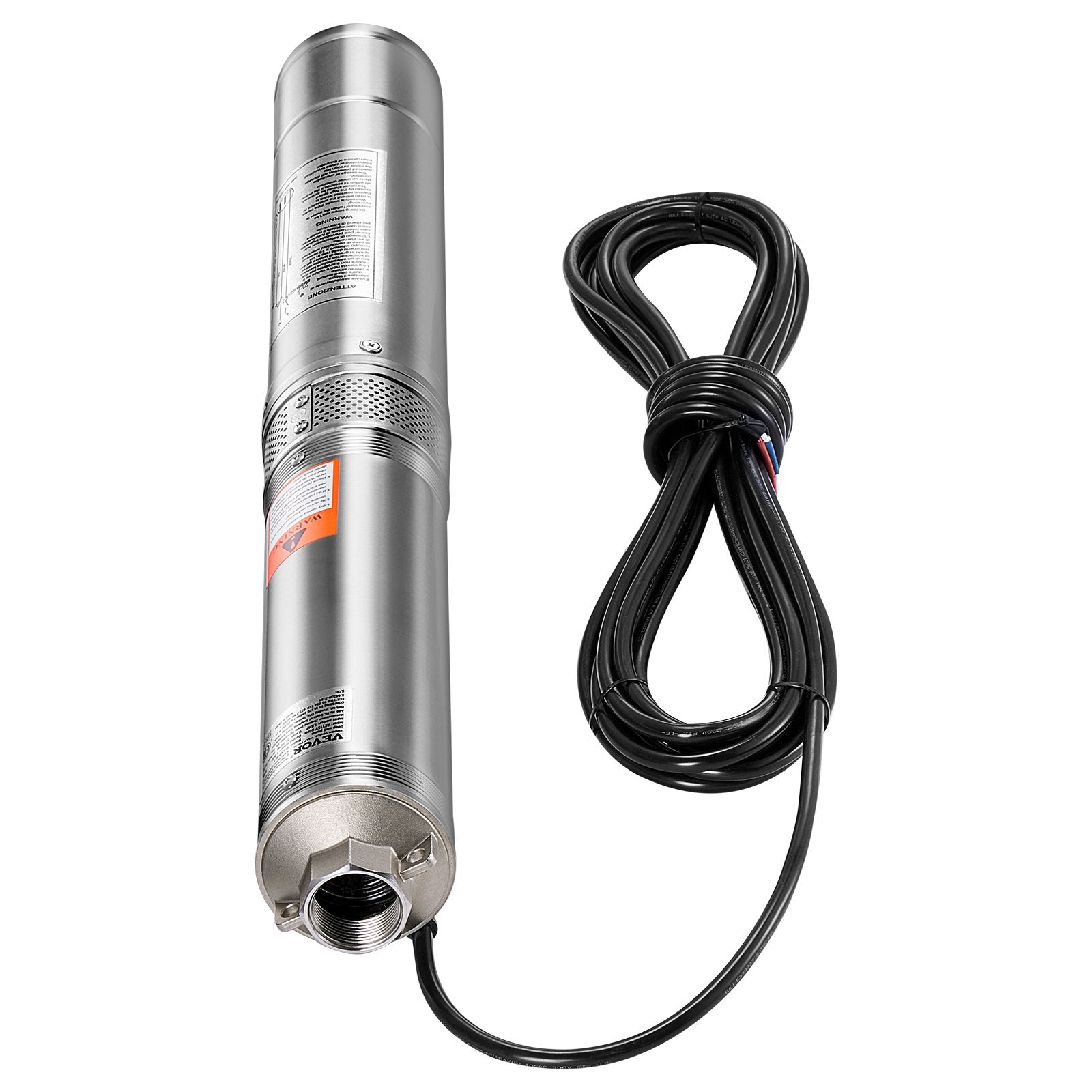 VEVOR 1HP Deep Well Submersible Pump Stainless Steel Water Pump 31.7 GPM 207 ft 
