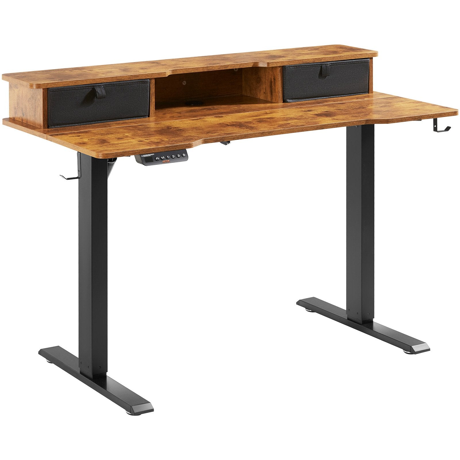 VEVOR Height Adjustable Desk, 47.2" x 23.6" Electric Dual Monitor Riser Workstation, Whole Piece Desk Board Sit to Stand, 3-Key Modes Sturdy Dual Metal Frame,180LBS Capacity for Computer Home & Office 